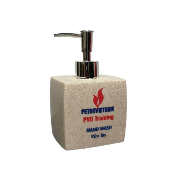 Bình đựng dầu gội sữa tắm khách sạn nhựa resin cát trắng dáng thang BNRESVU