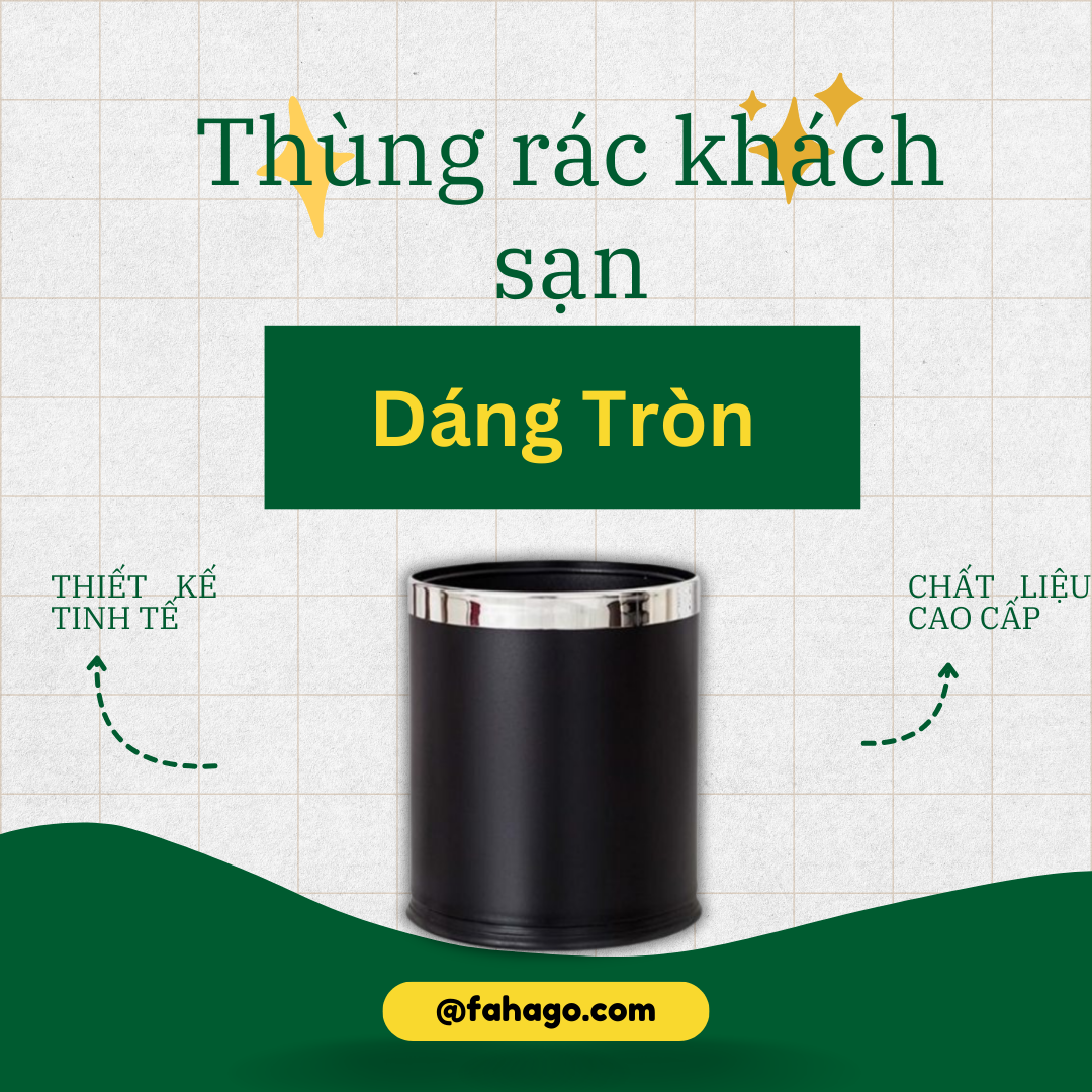 Thùng rác khách sạn để trong phòng rút 2 lớp sơn tĩnh điện dáng tròn