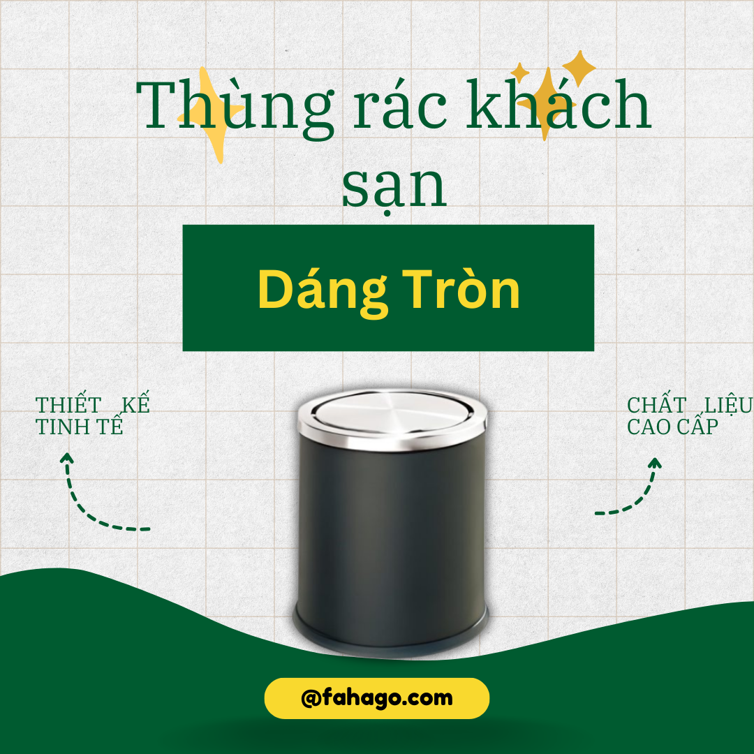 Thùng rác khách sạn để trong phòng nắp lật sơn tĩnh điện dáng tròn