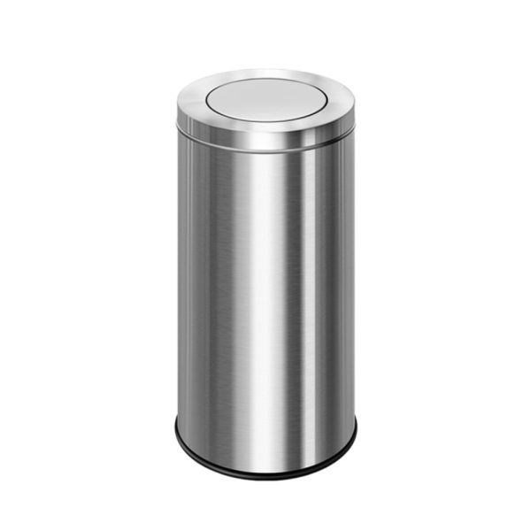 Thùng rác thang máy, hành lang khách sạn inox nắp lật dáng tròn
