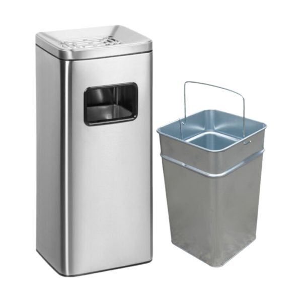 Thùng rác khách sạn để thang máy, hành lang khách sạn inox dáng vuông
