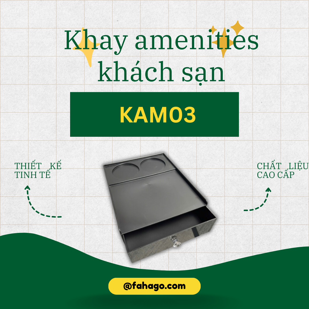 Khay amenities khách sạn KAM03 nhựa ABS có rãnh úp cốc