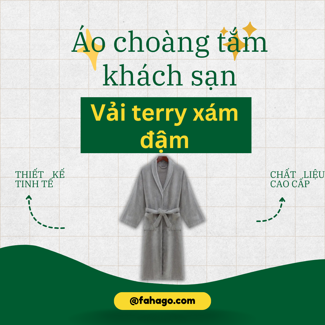 Áo choàng tắm khách sạn vải terry xám đậm