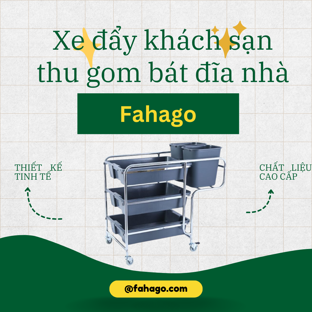 Xe đẩy khách sạn thu gom bát đĩa nhà hàng