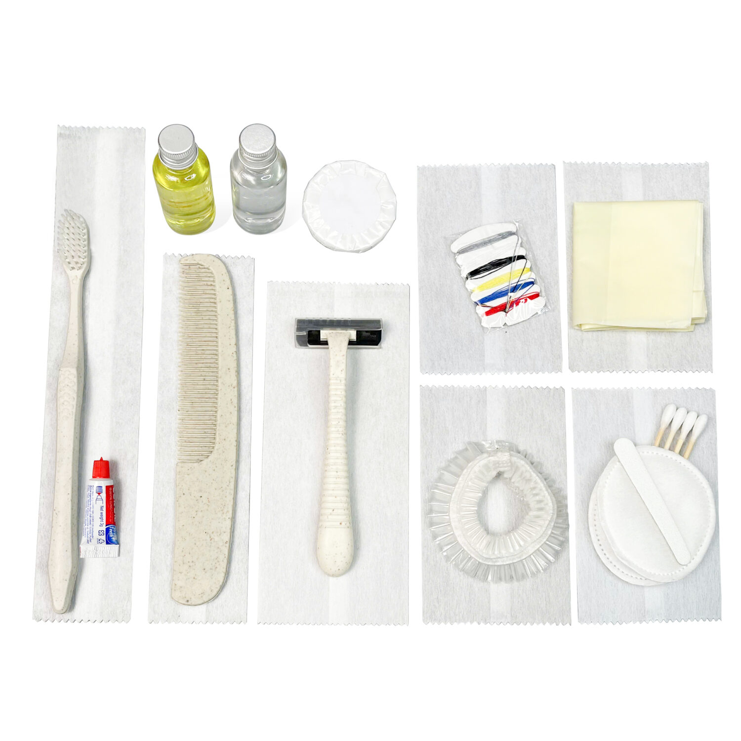 Bộ amenities khách sạn COMBO 10, set 10 món lõi lúa mạch túi vải không dệt