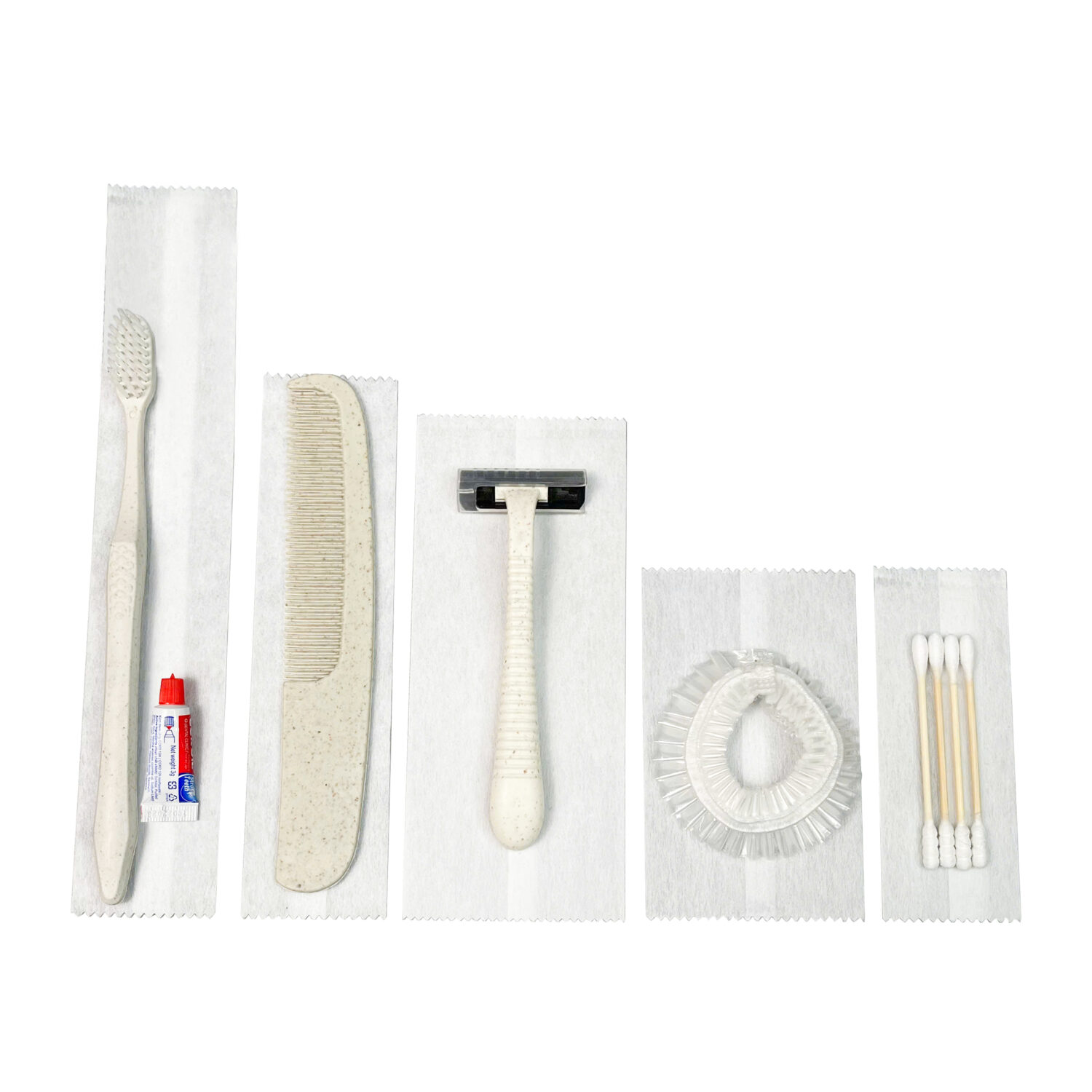 Bộ amenities khách sạn COMBO 7, set 5 món lõi lúa mạch túi vải không dệt