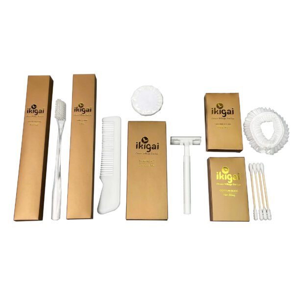 Bộ amenities khách sạn COMBO 5, set 6 món lõi nhựa trắng vỏ hộp