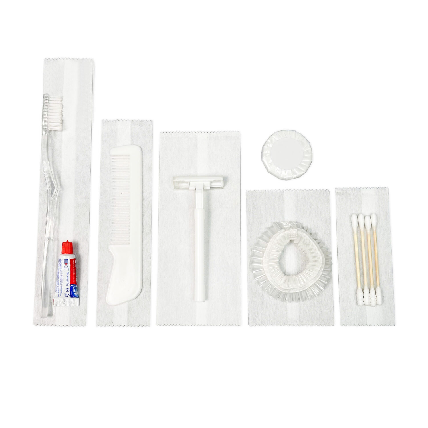 Bộ amenities khách sạn COMBO 12, set 6 món lõi nhựa trắng túi vải không dệt