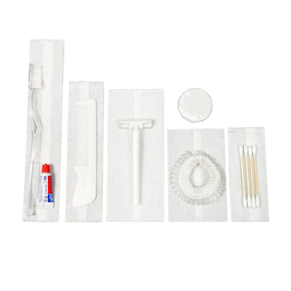 Bộ amenities khách sạn COMBO 12, set 6 món lõi nhựa trắng túi vải không dệt