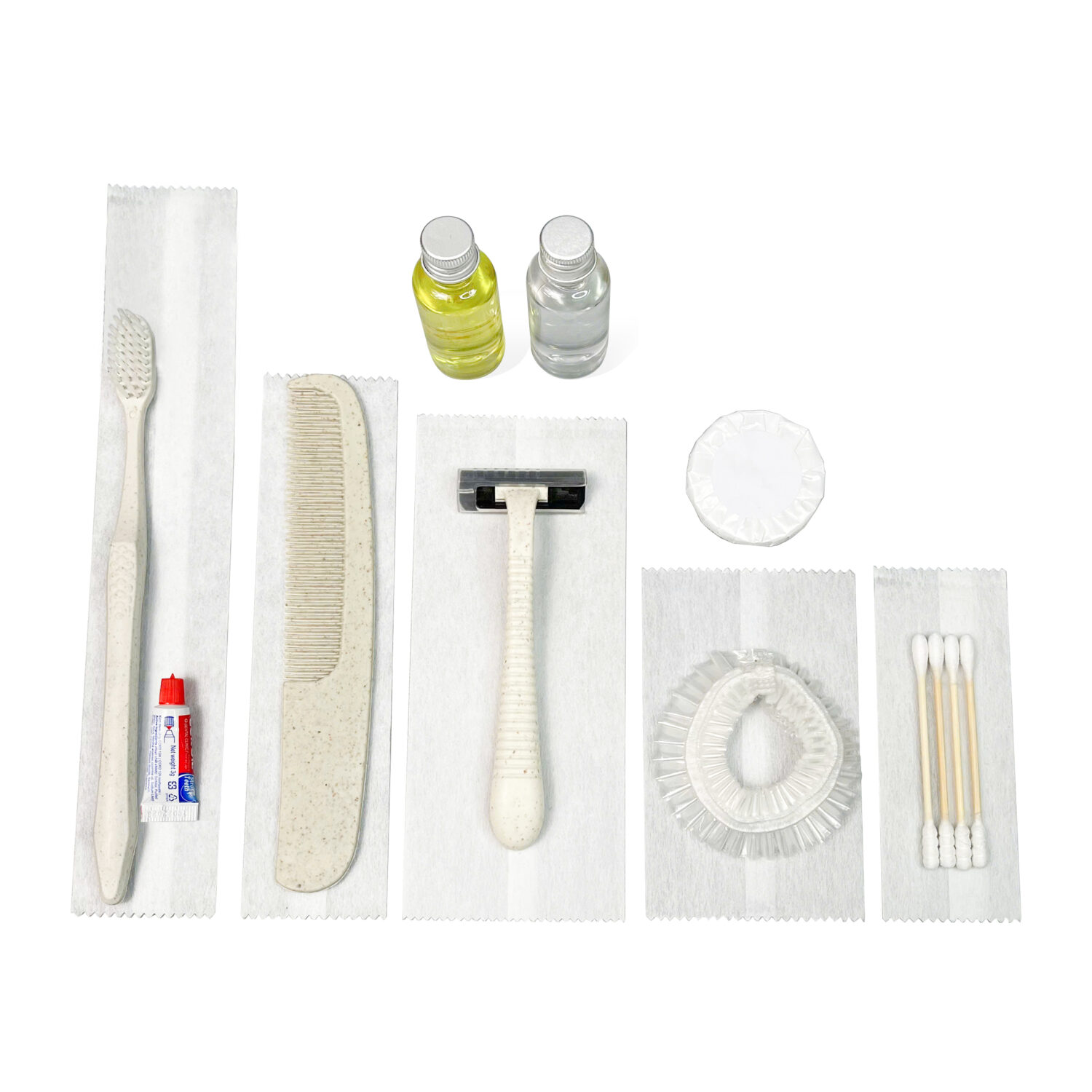 Bộ amenities khách sạn COMBO 9, set 8 món lõi lúa mạch túi vải không dệt