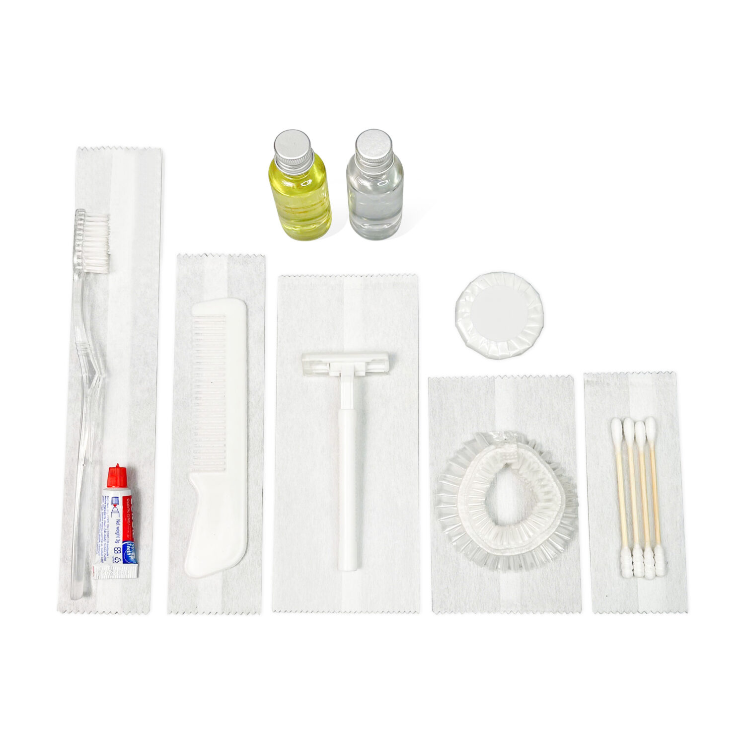 Bộ amenities khách sạn COMBO 13, set 8 món lõi nhựa trắng túi vải không dệt