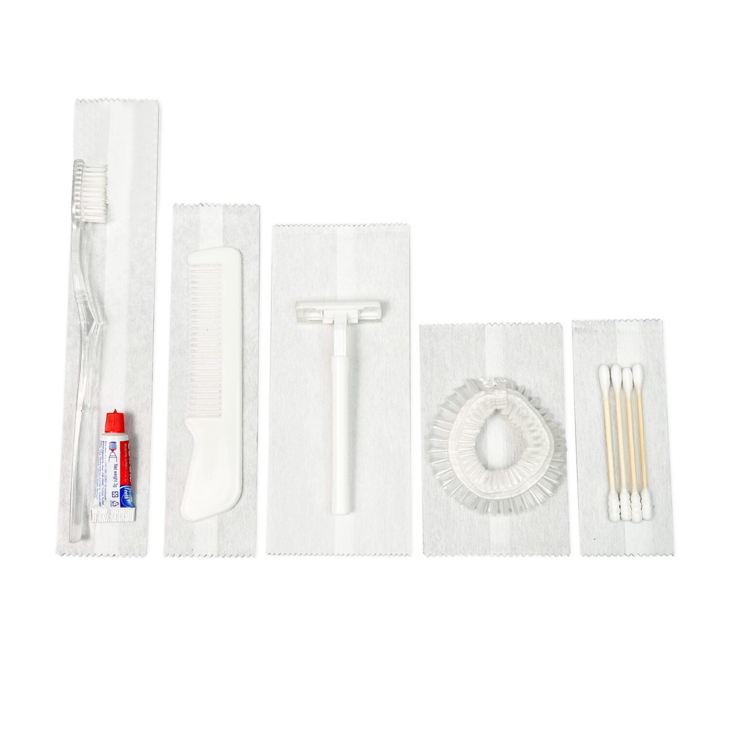 Bộ amenities khách sạn COMBO 11, set 5 món lõi nhựa trắng túi vải không dệt