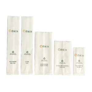 Bao bì bộ đồ dùng tiêu hao khách sạn bộ túi giấy trắng in 2 màu