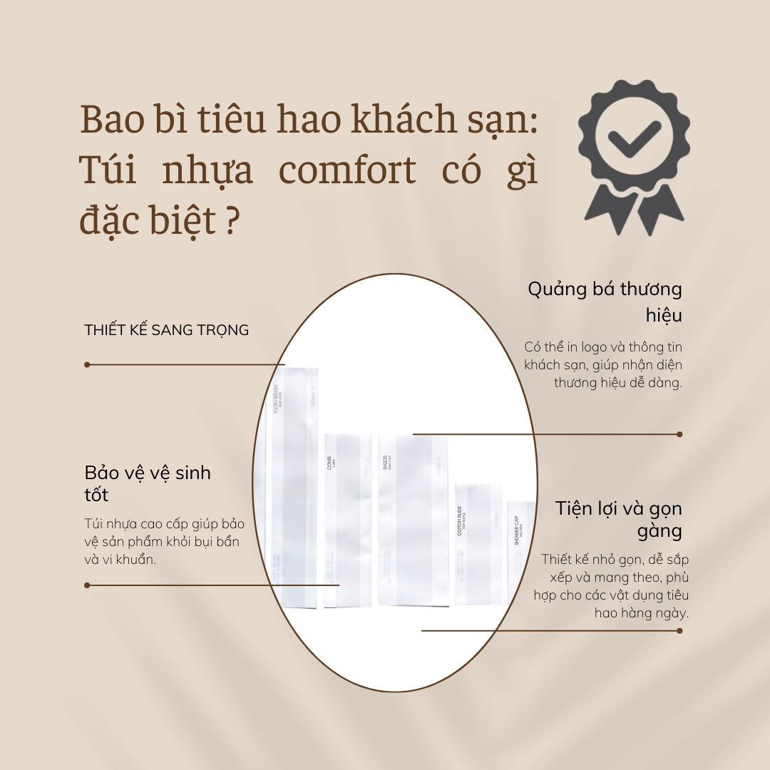 Bao bì đồ dùng tiêu hao khách sạn bộ túi nhựa comfort