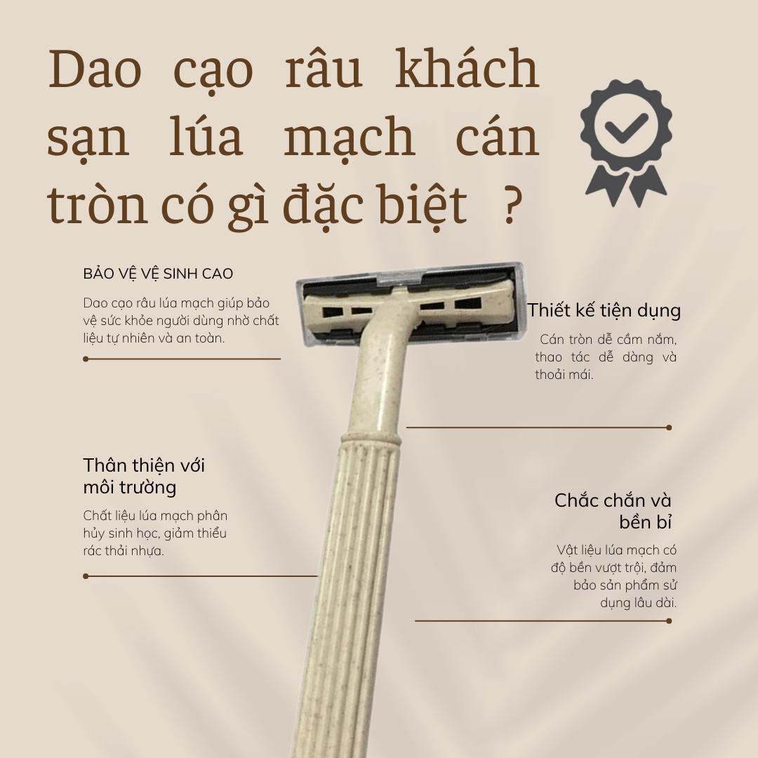 Dao cạo râu khách sạn lúa mạch cán tròn