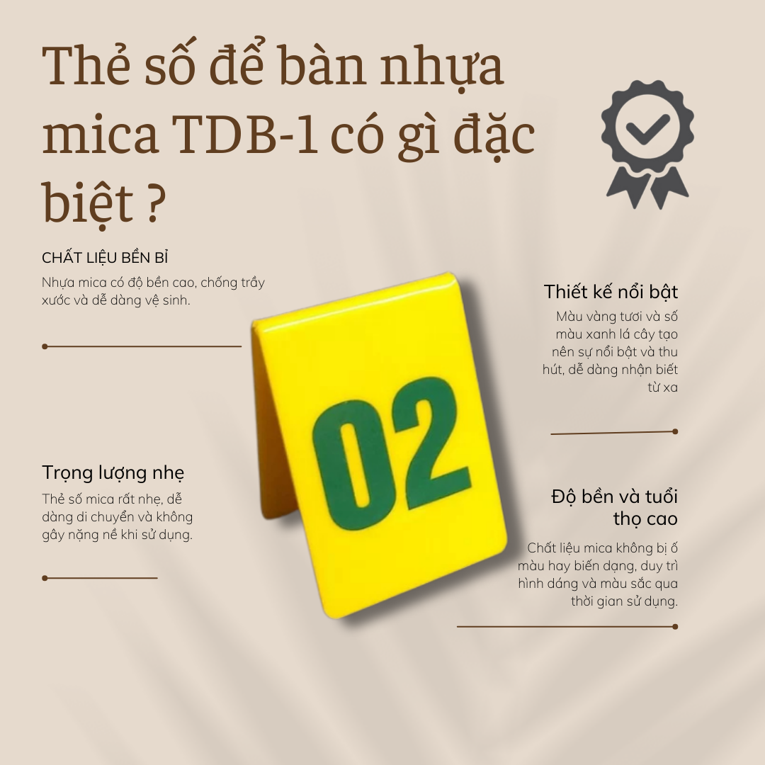 Thẻ số để bàn nhựa mica TDB-1