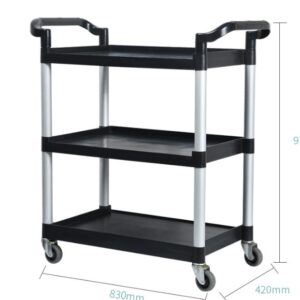 Xe Đẩy Đa Năng 3 Tầng Màu Đen Ống Tròn 86