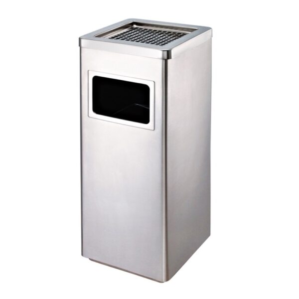 Thùng Rác Inox Vuông Có Gạt Tàn