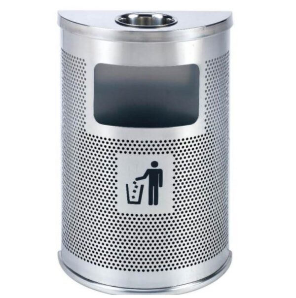 Thùng Rác Inox Bán Nguyệt Có Gạt Tàn Thuốc Lá