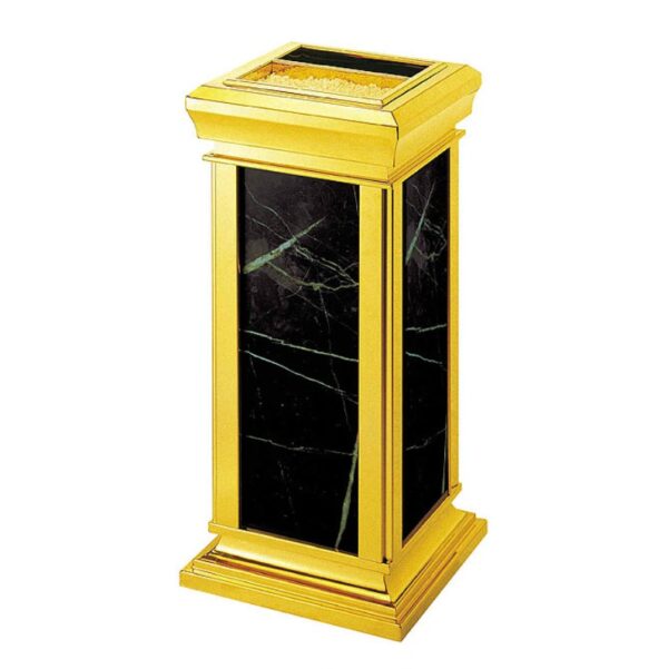 Thùng Rác Inox Mạ Vàng Đá Đen Có Gạt Tàn