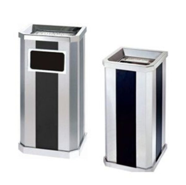 Thùng Rác Inox Chữ Nhật Có Gạt Tàn Thuốc