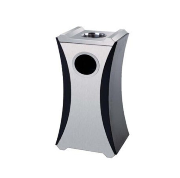 Thùng Rác Inox Sơn Đen Có Gạt Tàn