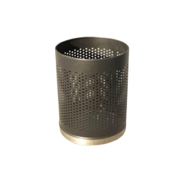 Thùng Rác Thép Sơn Đen Đế Inox Trắng Ø22