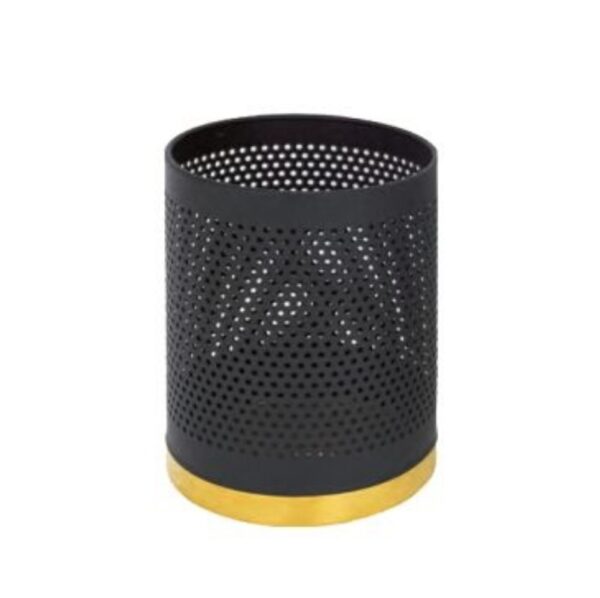 Thùng Rác Sơn Đen Đế Inox Mạ Vàng Ø22