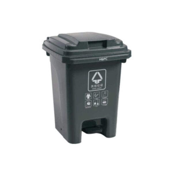 Thùng rác nhựa 60L đạp chân màu ghi