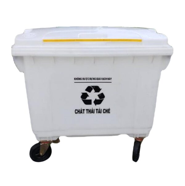 Thùng Rác Nhựa HDPE 660L Màu Trắng