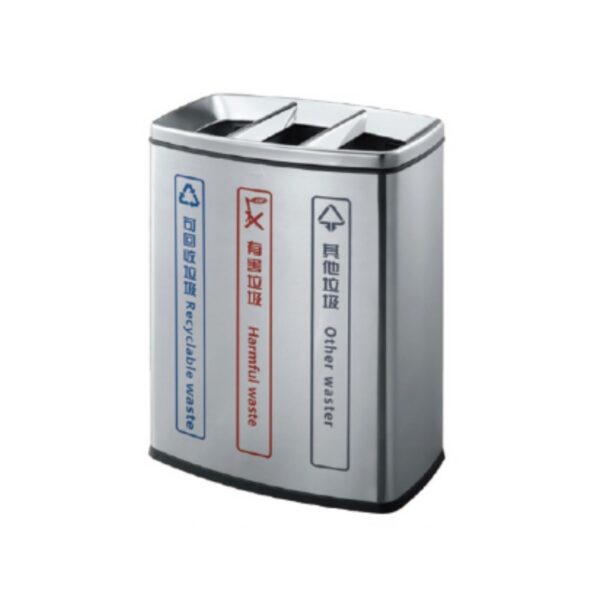 Thùng Rác Inox Phân Loại 3 Ngăn