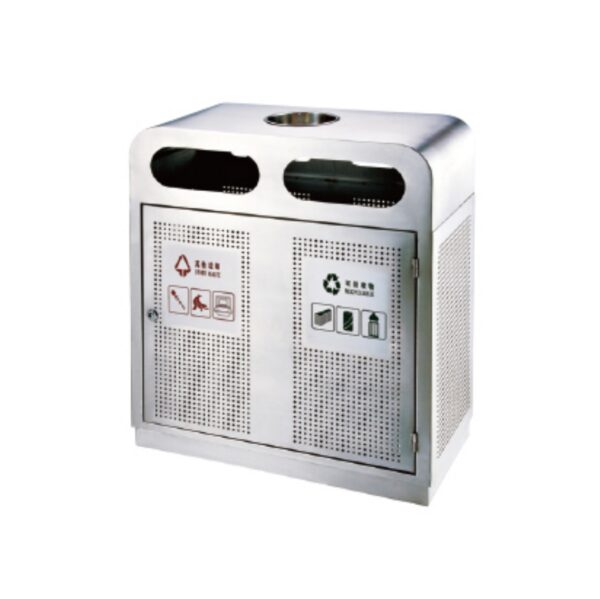 Thùng Rác Inox 2 Ngăn Có Gạt Tàn
