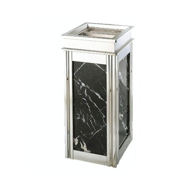 Thùng Rác Đá Hoa Cương Đen Inox Trắng