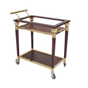 Xe Đẩy Phục Vụ Rượu Inox Mạ Vàng Cao Cấp