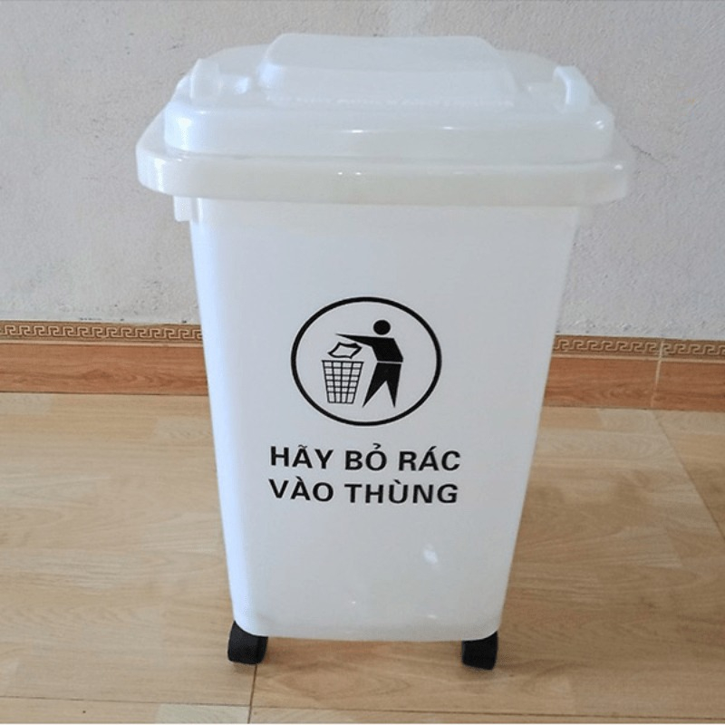 Thùng rác nhựa HDPE 60L màu trắng