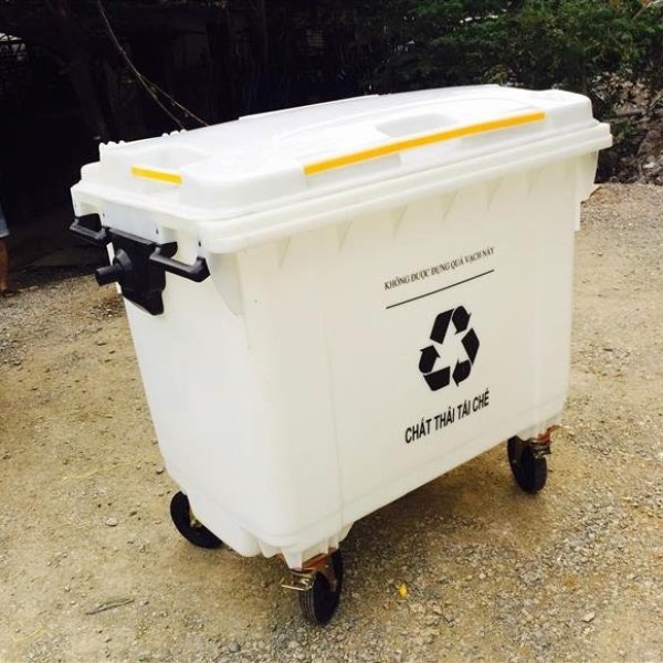 Thùng Rác Nhựa HDPE 660L Màu Trắng