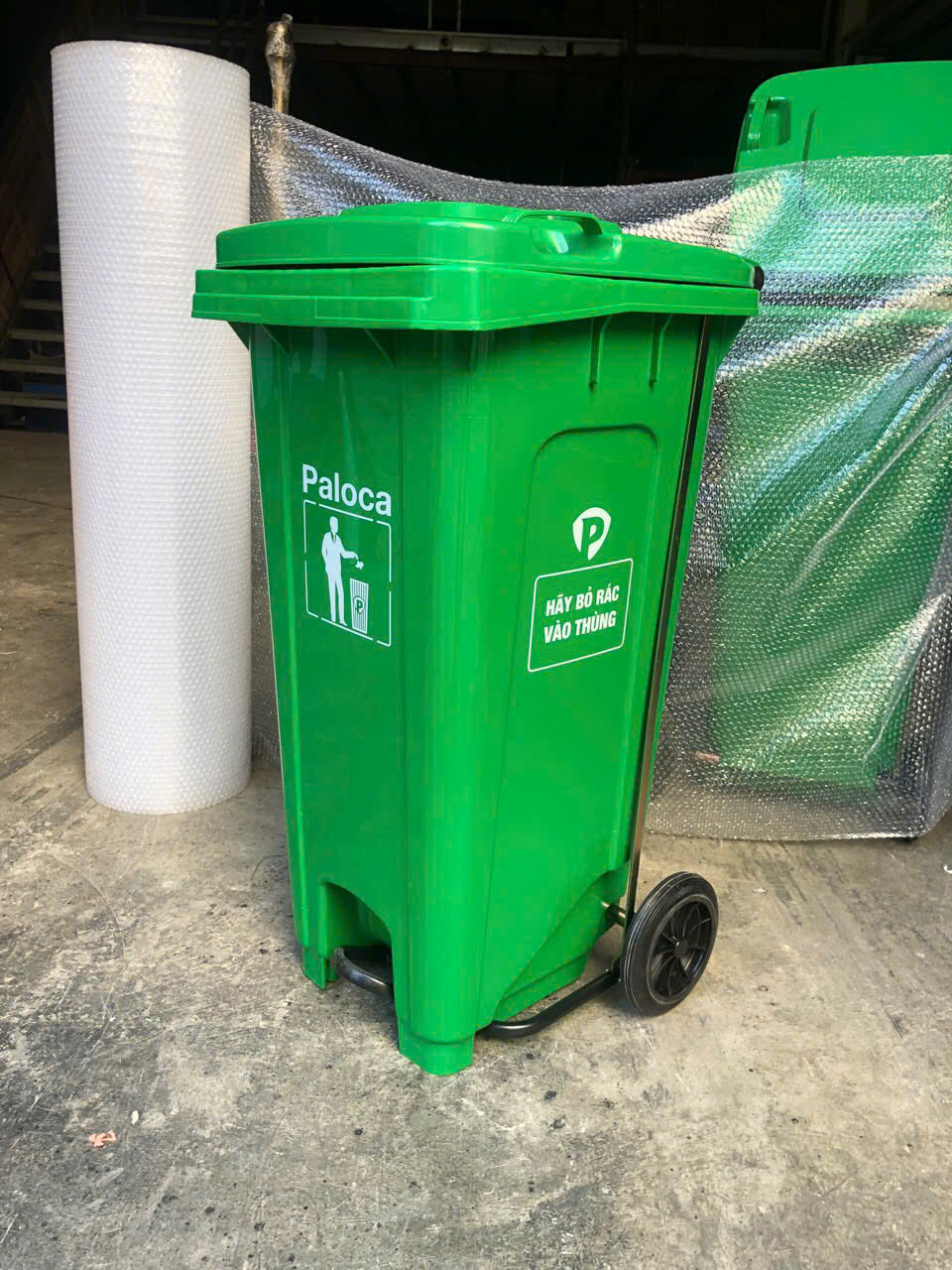 Thùng Rác Nhựa HDPE 120L Đạp Chân Màu Xanh