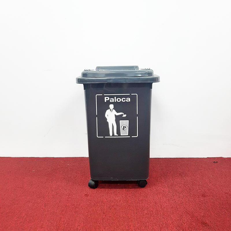 Thùng rác nhựa HDPE 60L màu ghi đen