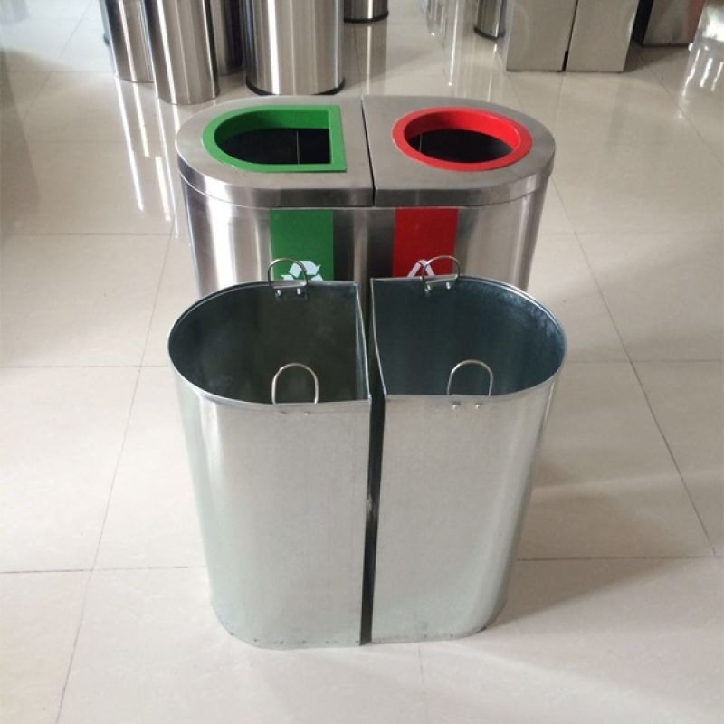 Thùng Rác Inox 2 Ngăn