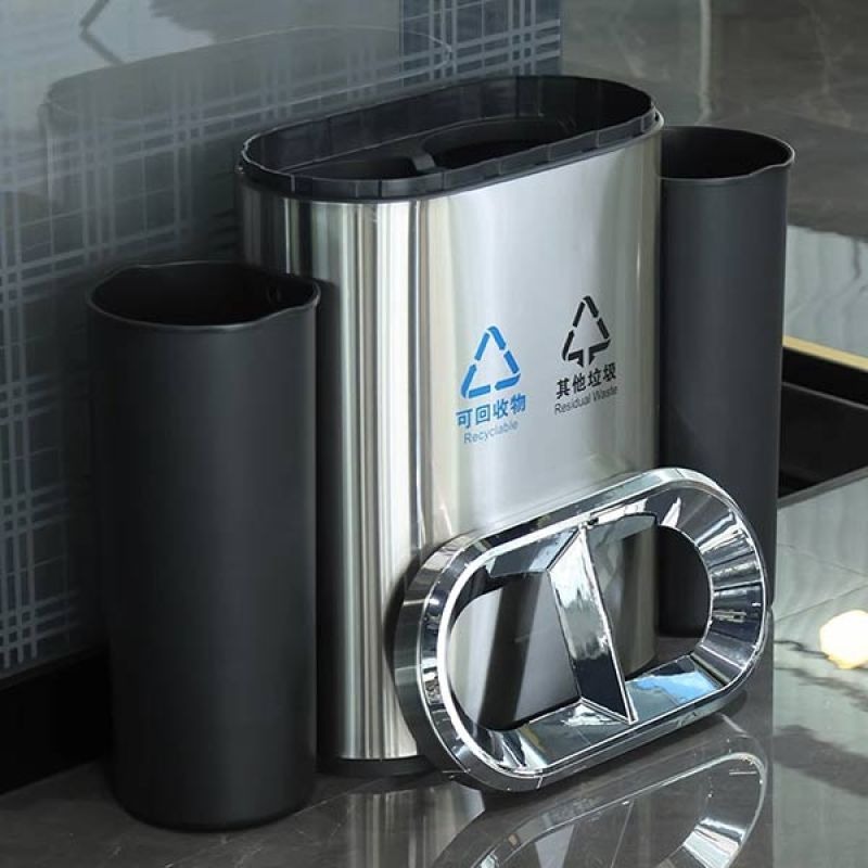 Thùng Rác Inox 2 Ngăn
