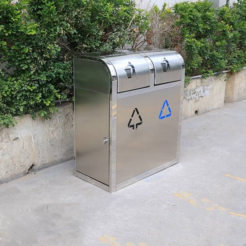 Thùng Rác Inox 2 Ngăn Cửa Đẩy