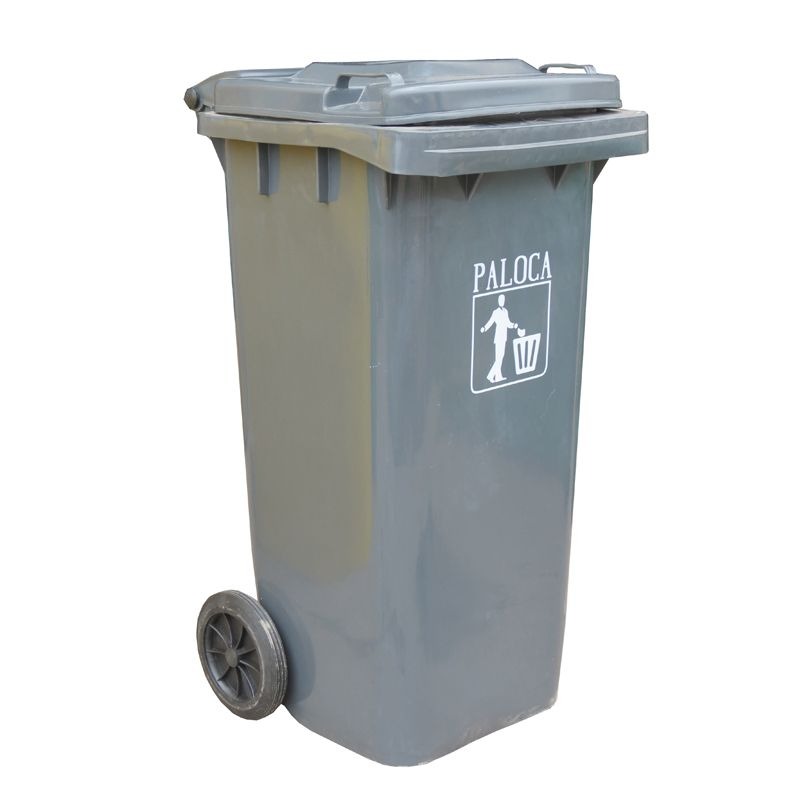 Thùng Rác Nhựa HDPE 120L Màu Ghi Đen