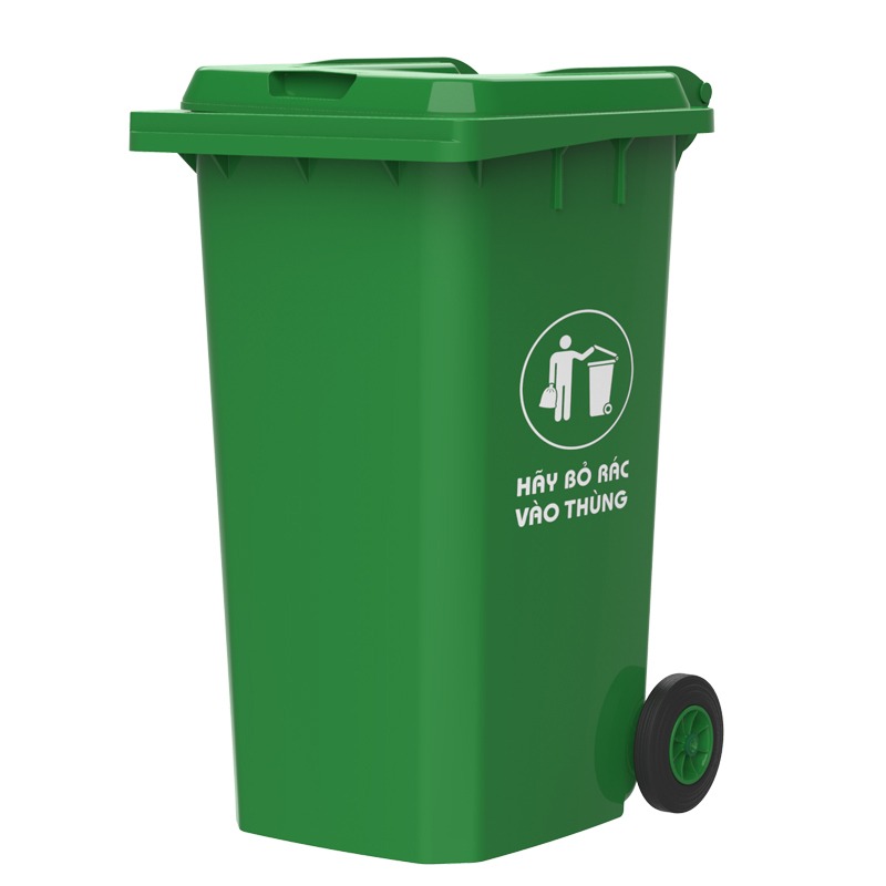 Thùng Rác Nhựa HDPE 240L Màu Xanh Lá