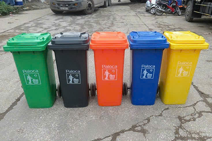 Thùng rác nhựa HDPE 240L màu cam